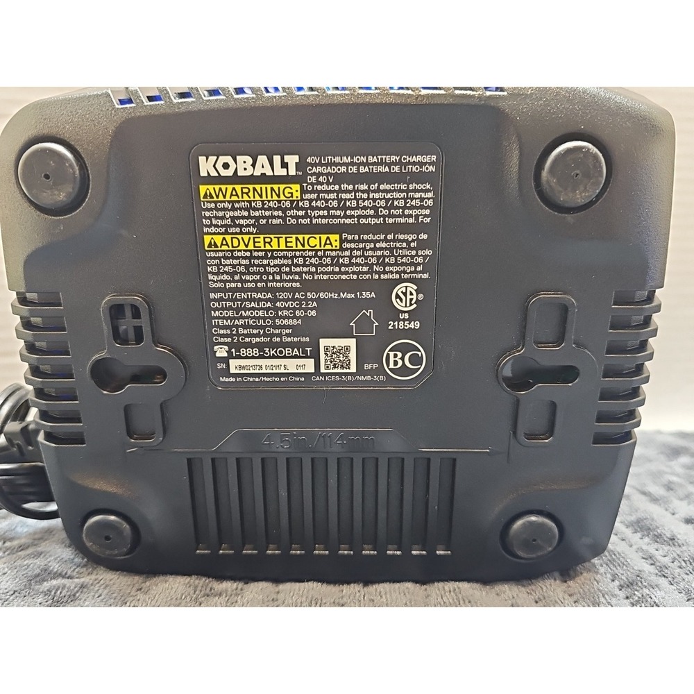 Kobalt‎ 40V Max Lithium Ion Battery Charger Only KRC 60-06 Power Tool Accessory. - Picture 4 of 4